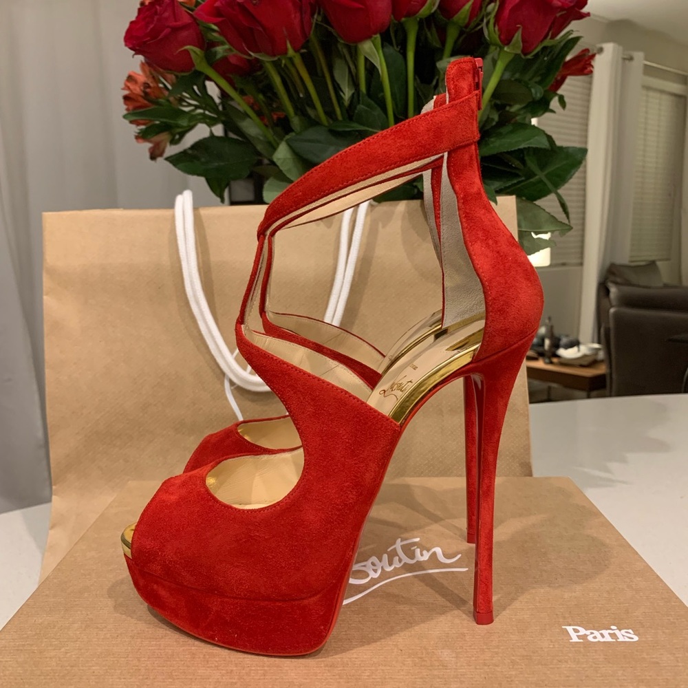 Christian Louboutin Rosie Alta Red Suede Heels